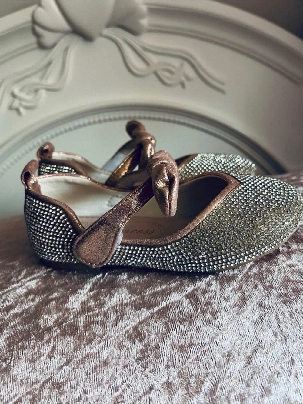Elegant Rhinestone Bow Flats for Girls shoes sz 25
